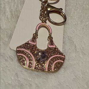 Pink and Gold Handbag Keychain